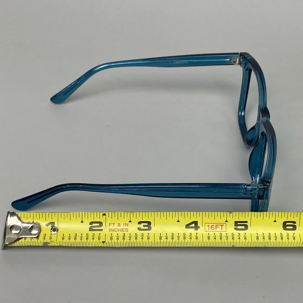 Modern Because Crystal Blue Transparent Eyeglass Frames Unisex Optical Glasses
